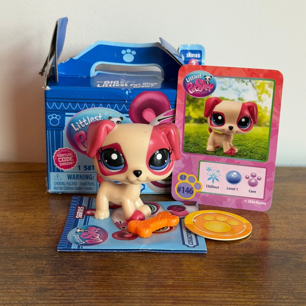 New NIB Littlest Pet Shop LPS 146 Dalmatian Dog Pink Accessory Card Box Set